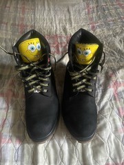 Timberland SpongeBob SquarePants Black Bootie Unisex Kids Lace Up Rubber Outsole