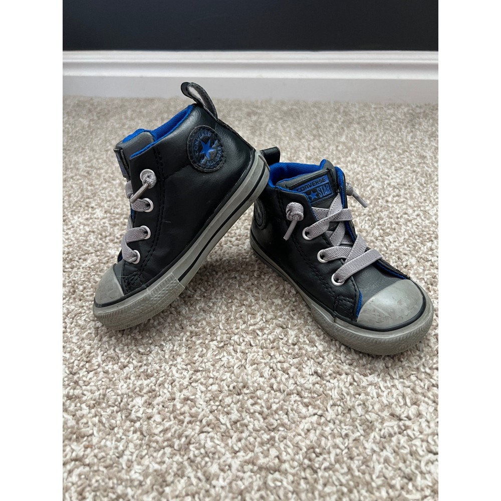 Converse Infant High Top Sneakers Black Blue Gray Size 6 Toddler Shoes