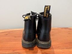 Dr. Martens Zavala J Combat Boots for Kids Black Leather, Unisex, Size 1