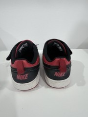 Nike Court Borough Low Boy Size7.5 Black Red Hook Loop Walking Shoes DV5457-600