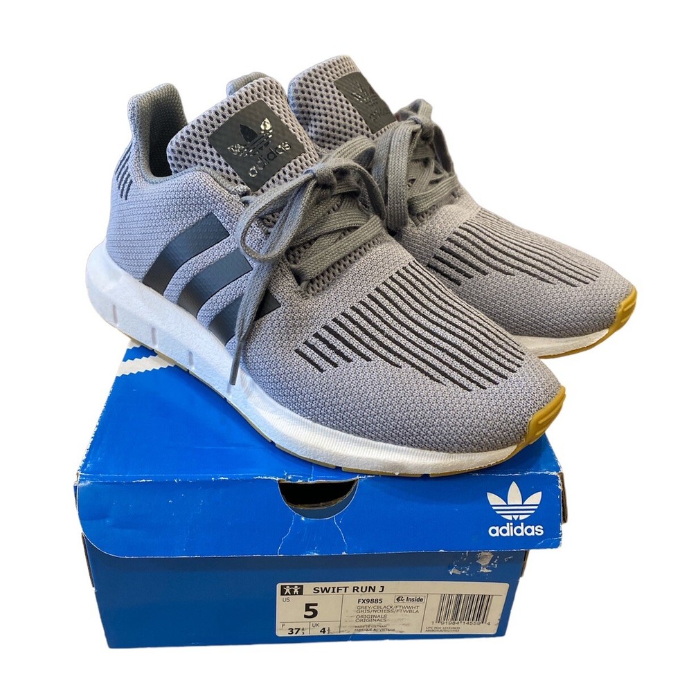 0964) Adidas Swift Run J Grey/Black/White FX9885 Men’s Size 5 Running Sneakers
