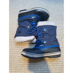 Sorel Winter Snow Boots Size 3 Navy Blue Insulated Rubber Duck Boots Faux Fur