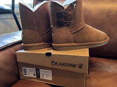BearPaw Rosaline Youth Unisex Suede Wool Sheepskin Boot Sz 3 color Hickory II
