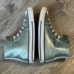 Converse Chuck Taylor All Star Silver Glitter High Top Sneakers Youth 2 A09182C