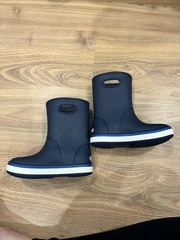 Blue Kids Crocs Pull Up Waterproof Rain Boots Youth Size US11 AUS11 kids Handles