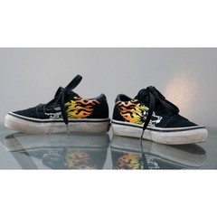 VANS Old Skool Ferocious Lion Flame Racing Kids Size 11