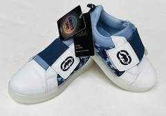Ecko Unltd. Blue Camo/White Light-up Sneakers w/hook & loop strap~Kids sz 3~NWT