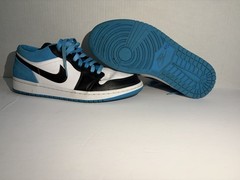 Jordan Air Jordan 1 Low GS US 9 Blue/Black/White Leather Lace-Up Sneakers