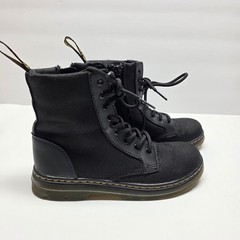 Doc Dr Martens Boots Combs J Combat Lace Up Black Canvas Zip Youth Kids Size 3