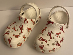 Kids J2 LOBSTER Crocs White Red classic clog Beach nautical
