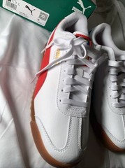 Puma Roma Rwb Lace Up Junior Size 5 White Sneakers Blue & Red Casual Shoes NIB