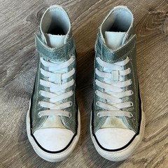 Converse Chuck Taylor All Star Silver Glitter High Top Sneakers Youth 2 A09182C