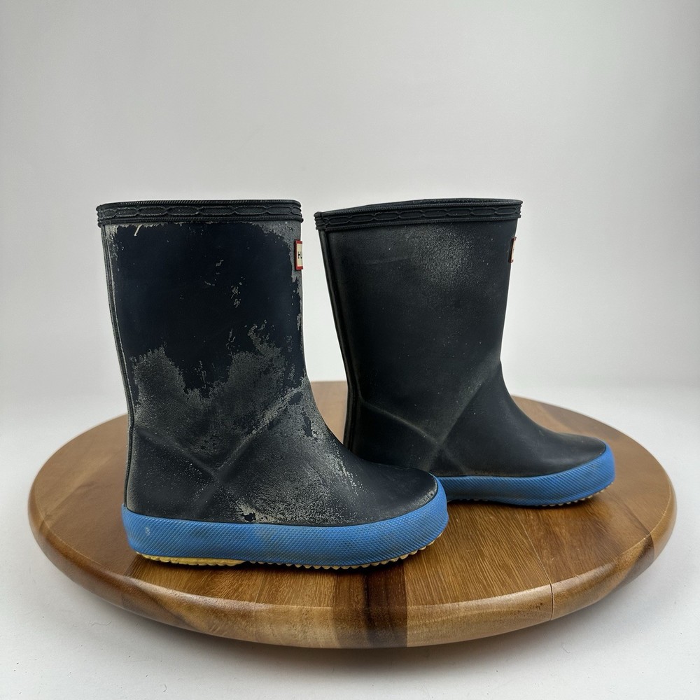 Little Kids Hunter First Classic Navy Blue Pull On Tall Rain Boots Size 8 C GUC