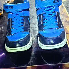 Nike SB High Top Skateboarding Sneakers Leather Blue/Black US 6Y UK 5.5
