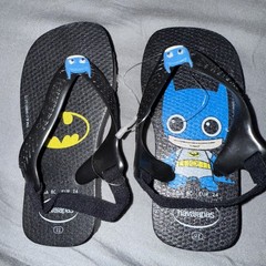 Childrens Kids Havaianas Batman Back Strap Sandals Flip Flops Size 8C
