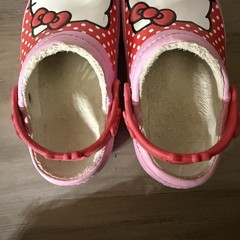 Crocs Hello Kitty Pink Red White Polka Dot Slip-On Clogs Unisex Kids 12