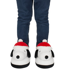 Peanuts Snoopy 3D Christmas Scuff Slippers Toddler 7/8 Plush Santa Slip-Ons New