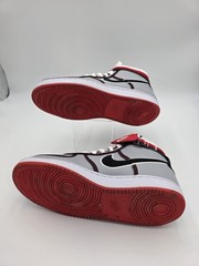 Nike Vandal High Top Strap Leather Sneakers Gray Black Red White US 9.5