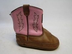 John Deere Infant Size 4 Brown Pink Leather Cowboy Western Boots