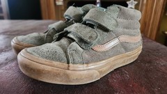 Vans Old Skool Mid Hook/Loop Kids Size 1 Green/Gum Soles