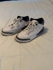 Nike Air Jordan 3 Retro Dark Iris Athletic Shoes Youth Size 7 Y DM0967-105 White