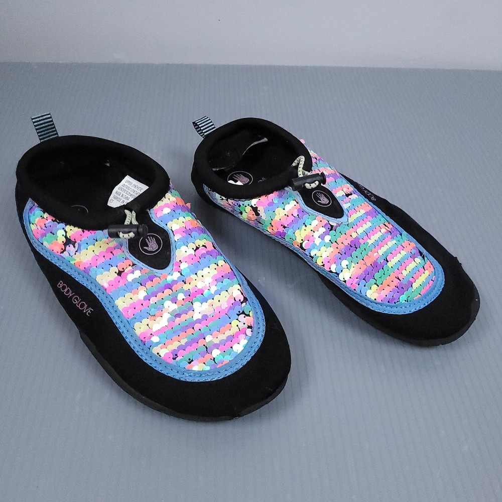Body Glove Kids Water Shoes Neoprene Boots Size 3 Rainbow Sequin Wetsuit Beach