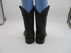Rock’Em Black Leather Smooth Ostrich Print Western Boots Little Kids Size 13