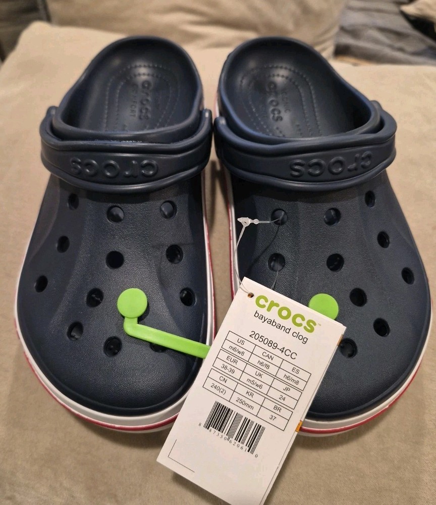 Crocs Bayaband Unisex Clogs – Navy/Pepper 205089-4CC Mens 6 Womens 8