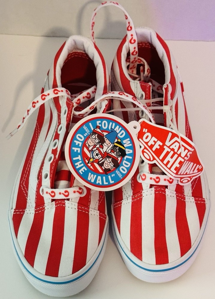 Vans Where’s Waldo Old Skool Red White Youth Size 2 Kids Shoes NWT