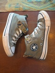 Converse All Star Malben Mid Top Olive Green Camo No Tie Sneakers Size 2 Youth