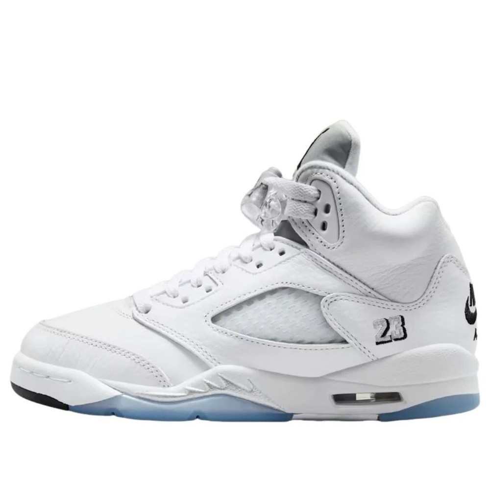 Nike Air Jordan 5 Retro White Metallic Silver 2026 GS Size 5.5Y HQ7980-103