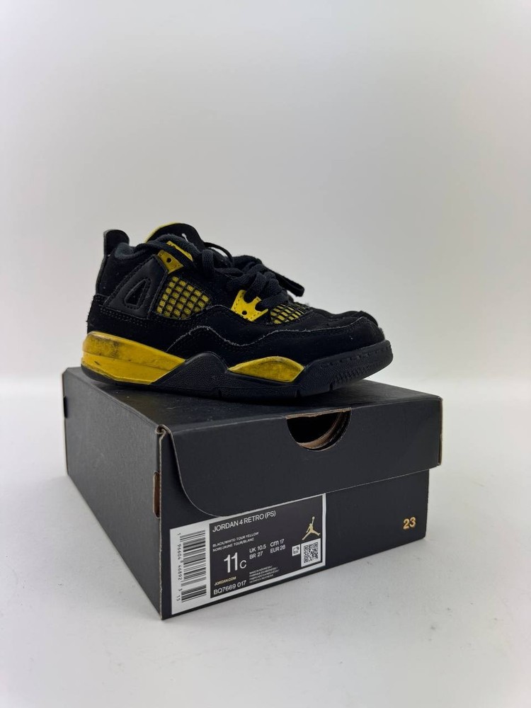 Nike Air Jordan 4 Retro Thunder PS Black Yellow BQ7669-017 Size 11C
