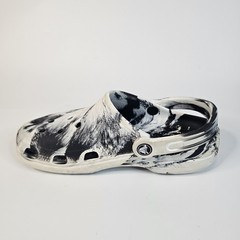 Crocs Classic Marbled Slip On Clogs, Black/White Tie Dye, Youth Kids Size: J5