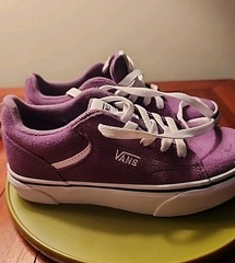 VANS Seldan Pop Lunar Rock Sneakers Shoes Logo Purple Youth Size 2 Worn Once EUC