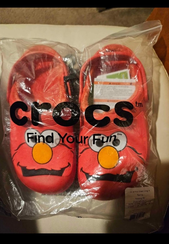 New Crocs Flame Elmo Sesame Street Lined Clog Shoes Sandals for winter Us J3