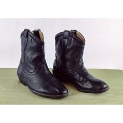 Frye Black Leather Bootie Carson Shortie Kids 13E Unisex Pull On Loops Western