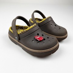 Crocs Cobbler Lined Kids Clogs Size 12 – 13 Brown Yellow Plaid Flannel Lining