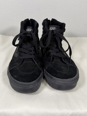Vans Sk8-Hi Sneakers High Top Skate Shoes Triple Black Canvas Zip Youth Boy 2