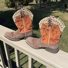 Ariat Pete Kids Western Boots Size 2 Wide Square Toe Orange Tan Leather 10015393