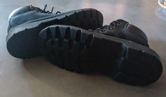 Timberland Black Leather Boys Ankle Boots Lace Up Logo Accent Rubber Sole 11.5M