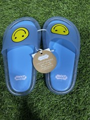 Mud Pie Light Up LED Slide Sandals Blue Smiley Face Slip On Unisex Kids US 5