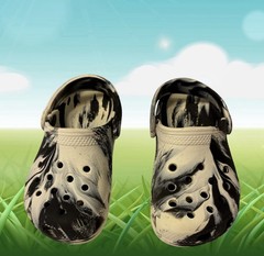 Crocs® Kids Classic Marbled Tie-Dye Black & White Clog Sandals for Toddlers C9