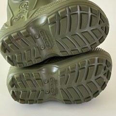 Crocs Kids Size C4 Handle It Rain Boots Army Green Waterproof Pull On 211056