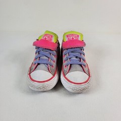 Converse All-Star Sneakers 640578F Double Tongue Grey Pink Neon Youth Kids Sz 12