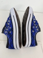 Collection’O Kids Plaid Canvas Sneakers Blue Black Lace Up Size 5 NWT