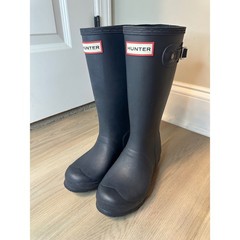 Hunter Original Kids Rain Boots Matte Navy Rubber Waterproof Tall Boots 2G/1B