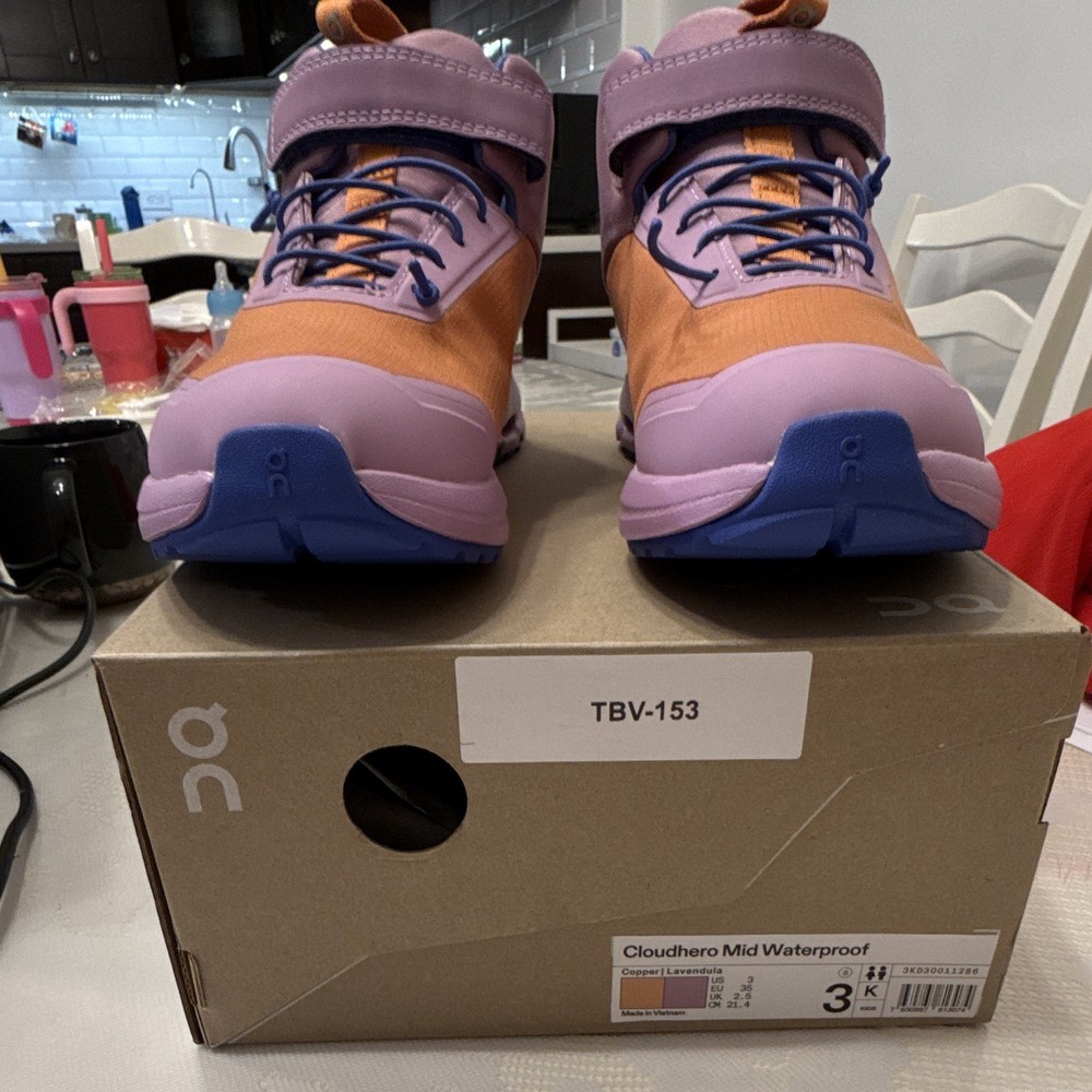 On Cloudhero Mid Waterproof Kids Copper/Lavendula Sneakers US 3K 3KD30011286