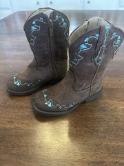 Toddler Roper Brown & Turquoise Boots Hearts & Rhinestones Size 5 NWOB SO CUTE