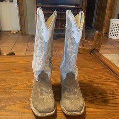 Anderson Bean Kids Size 3 Cowboy Tall Leather Boots Embroidered Square Toe