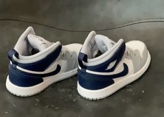 Nike Kid’s Air Jordan 1 Mid Sneaker White/Midnight Navy-Wolf Grey Size 10c